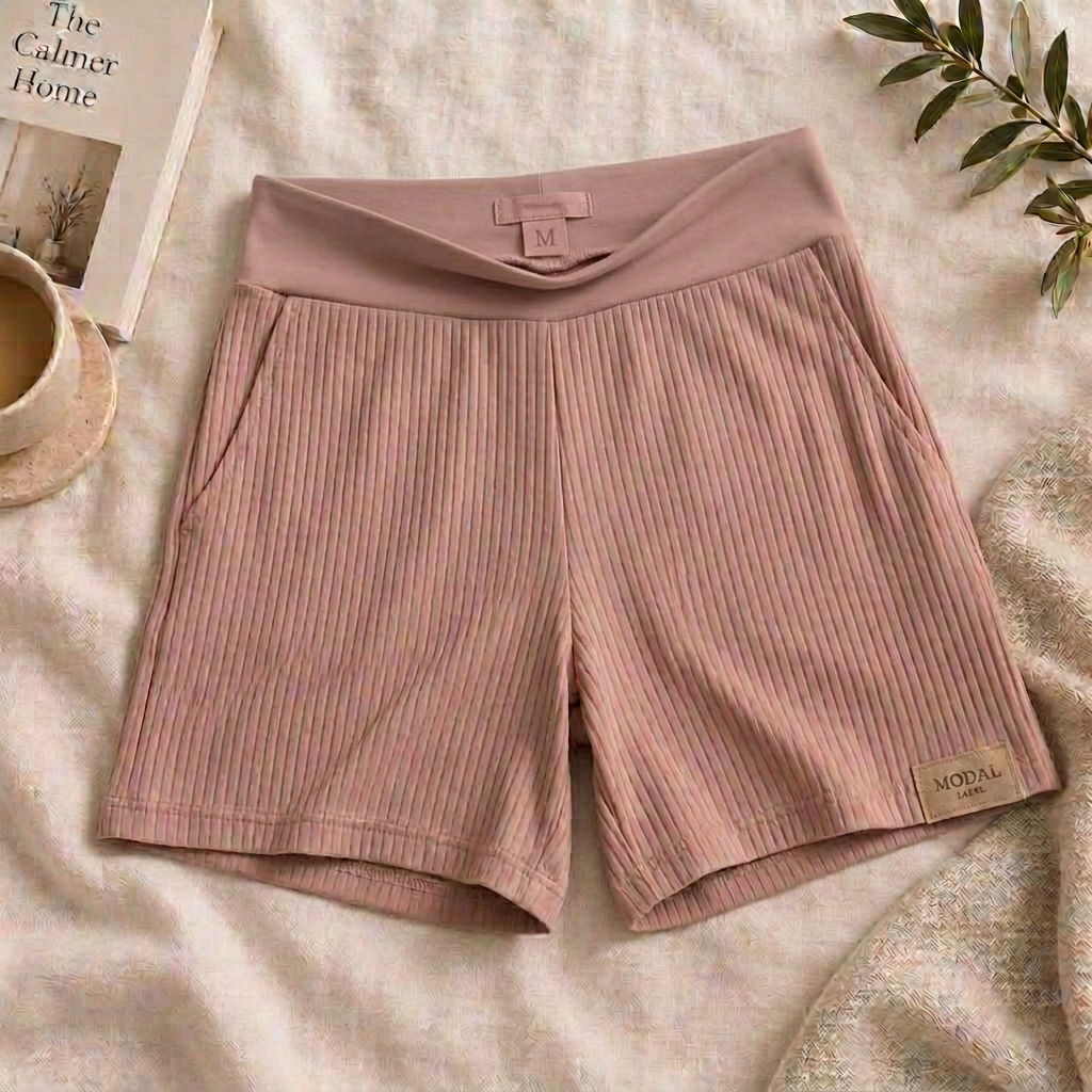Modal shorts with a tonal sewn MODAL LABEL hem tag
